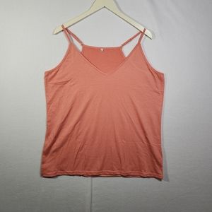 NWOT Womens Ladies Long Vest Top Strappy Stretch Plain Vest T-Shirt Coral SizeXL